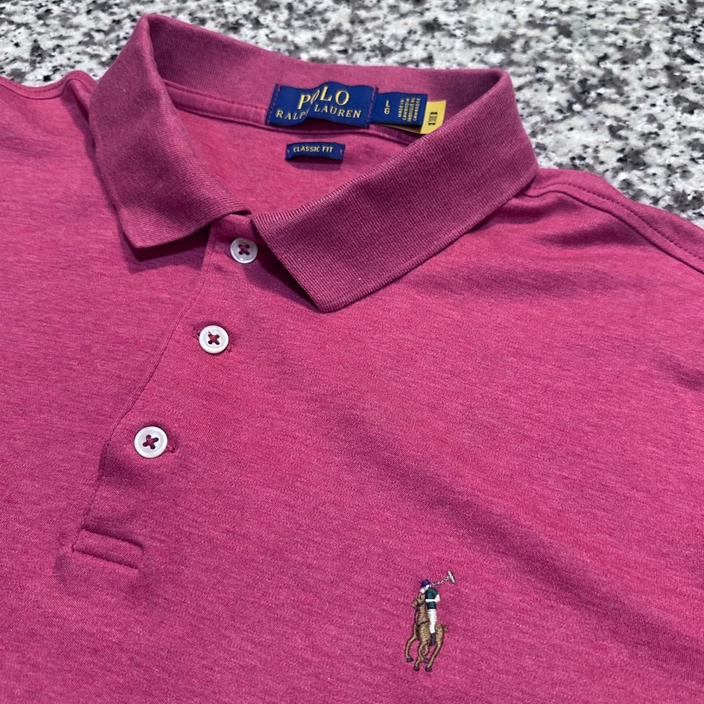 Polo Ralph Lauren Mens Classic Fit Polo‎ Shirt Flesh Pony Logo Cotton Size L